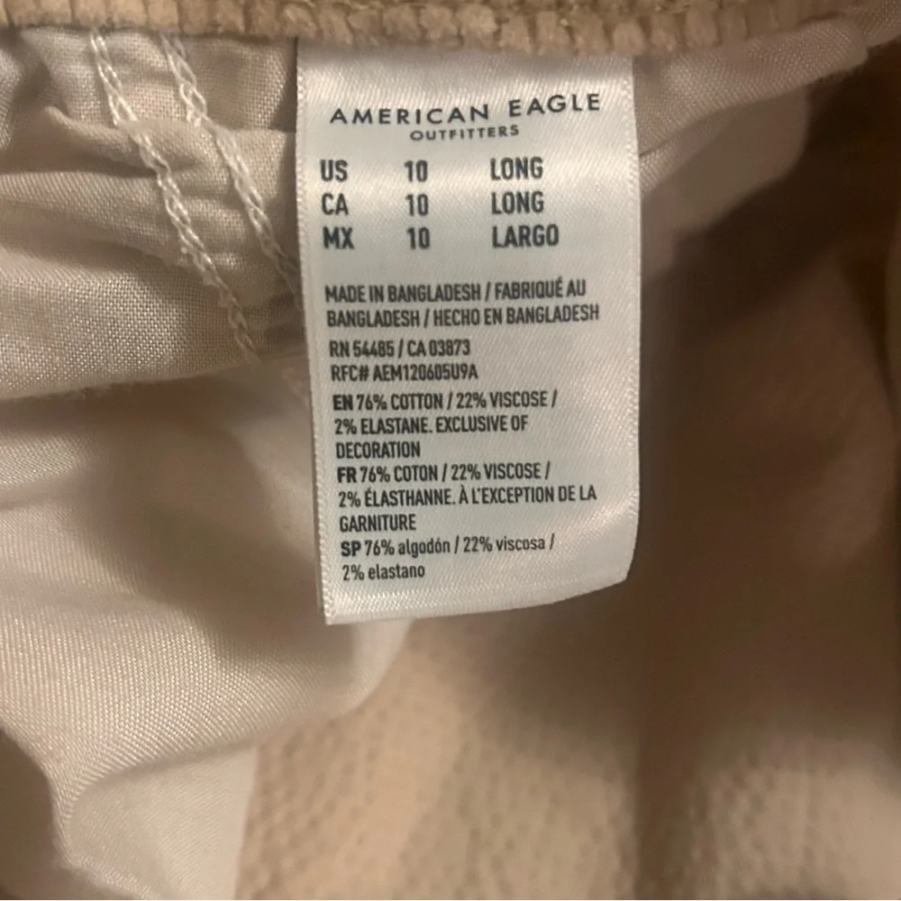 American Eagle Outfitters Super High Rise Wide Leg Tan Corduroy Cargo Pants 10L - Picture 7 of 13